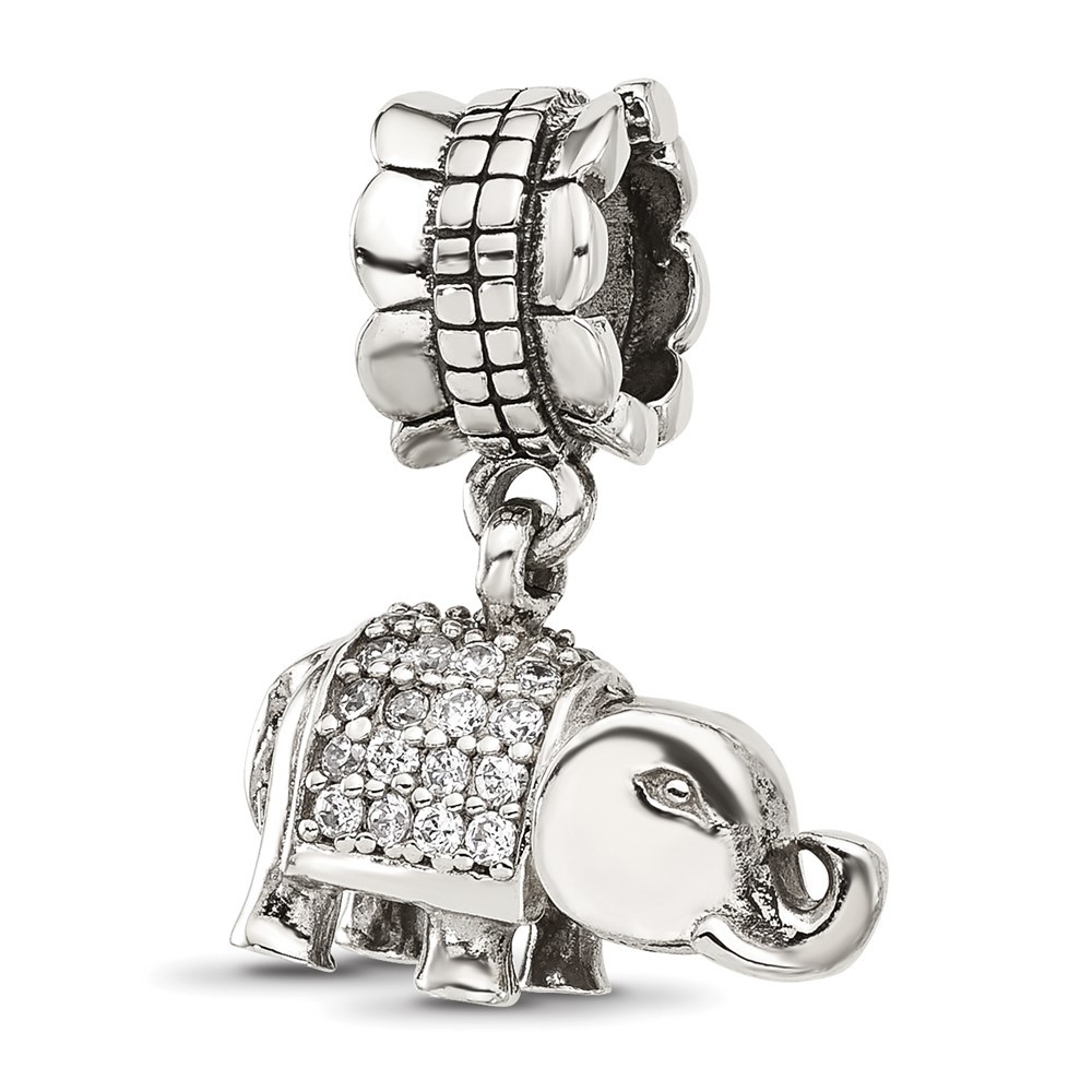 925 Sterling Silver Reflections CZ Elephant Dangle Bracelet Necklace Charm Bead